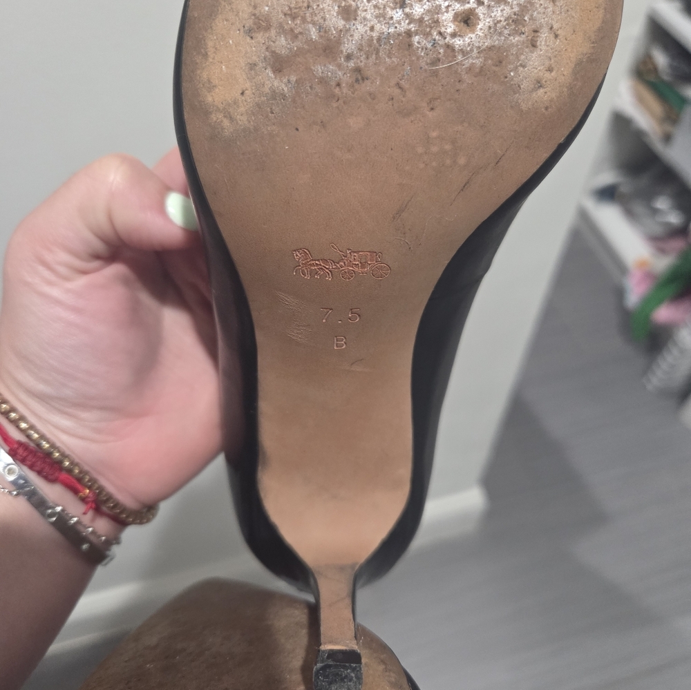 Coach Black Tassel Women's Heeled Loafers - Picture 6 of 10